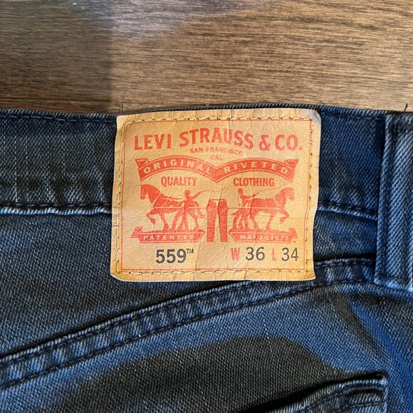 Levi’s 559 Relaxed Straight Jeans Black Denim Men’s W36 L34 Made in Colombia - Picture 2 of 8